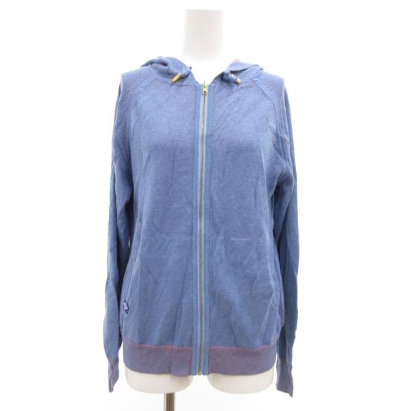 ポールスミス PAUL SMITH ジップパーカー ジャケット ニット バイカラー M ライトブルー...