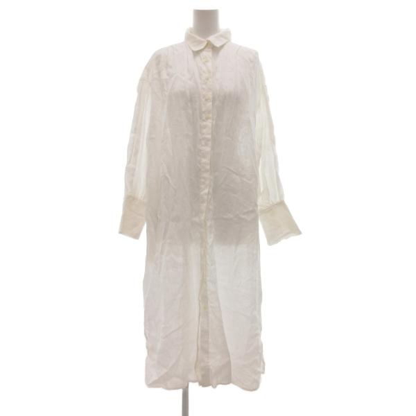 ナノユニバース nano universe シャツワンピース ロング ミモレ 長袖 シアー 麻 リネ...