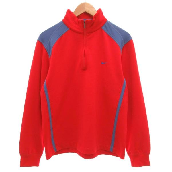 ナイキ NIKE ハーフジップトレーナー ロゴ刺繍 M 赤 レッド /JS ■GY61 メンズ