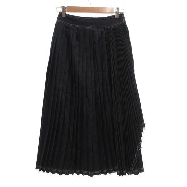 MIHOKO SAITO ラップスカート プリーツ ロング ミモレ 36 インディゴブルー /JS ...