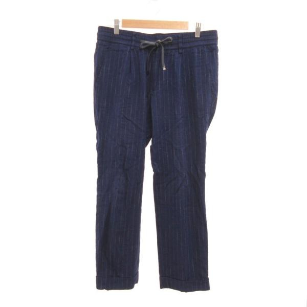 エポカ ウォモ EPOCA UOMO イージーパンツ スラックス ストライプ 46 紺 ネイビー /...