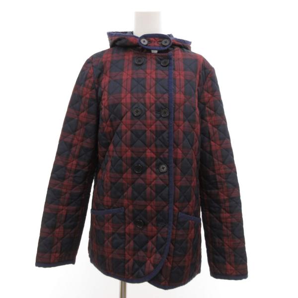 フレッドペリー FRED PERRY キルティングジャケット チェック 中綿 ミドル丈 ハーフ L ...