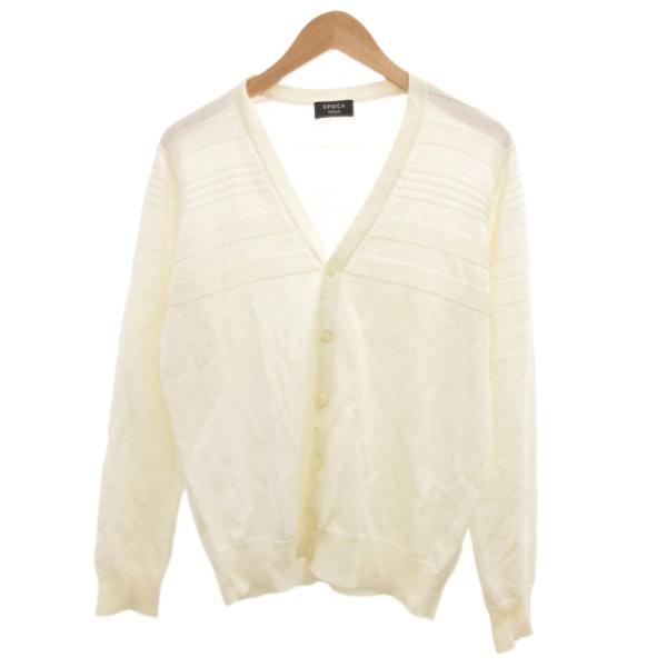 エポカ ウォモ EPOCA UOMO カーディガン ニット Vネック 46 白 ホワイト /JS ■...