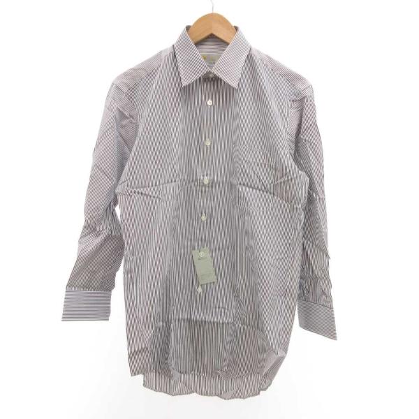 アクアスキュータム AQUASCUTUM シャツ 長袖 ストライプ 39-78 紺 ネイビー 白 ホ...