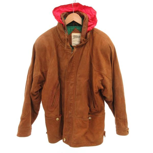 ガッカ GACCA レザージャケット ブルゾン 中綿 フード M 茶 ブラウン /JS ■GY61 ...