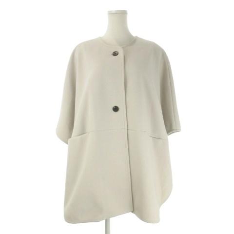 ロートレアモン LAUTREAMONT ケープ ポンチョ コート 38 グレージュ ノーカラー 七分...