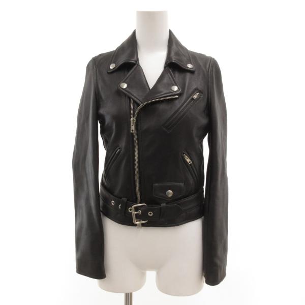 リチウムファム LITHIUM FEMME ライダース ジャケット ダブル ラムレザー 羊革 36 ...