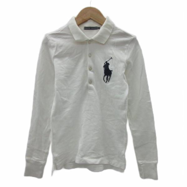 ラルフローレン RALPH LAUREN ポロシャツ 長袖 M 160cm 白 ホワイト ビッグポニ...