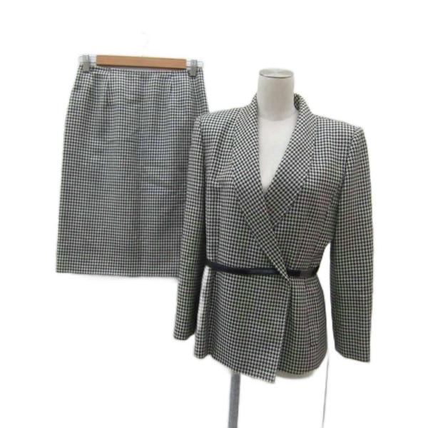 ミス アシダ スーツ セットアップ 上下 テーラードジャケット タイトスカート スリット 千鳥格子柄...