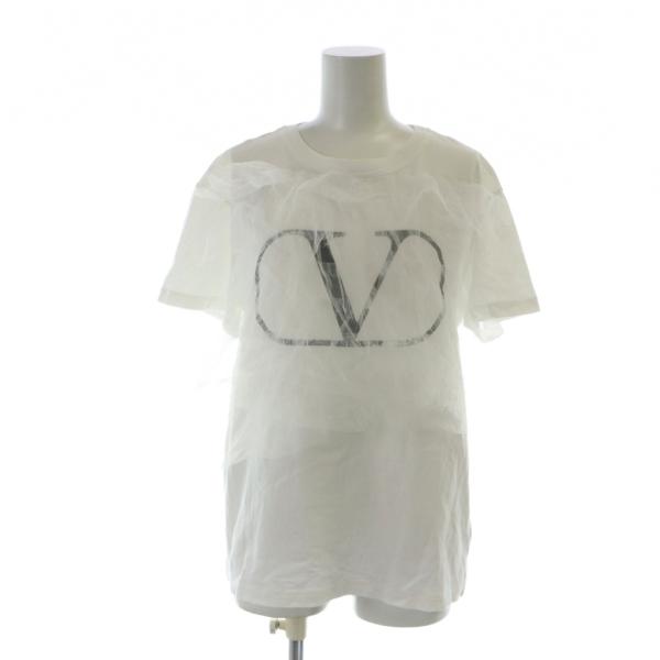 ヴァレンティノ ヴァレンチノ  VALENTINO レース ロゴ Tシャツ カットソー 半袖 フリル...