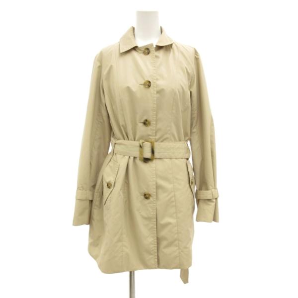 トランスワーク TRANS WORK ステンカラーコート ベルト付 ミドル丈 ハーフ 38 ベージュ...