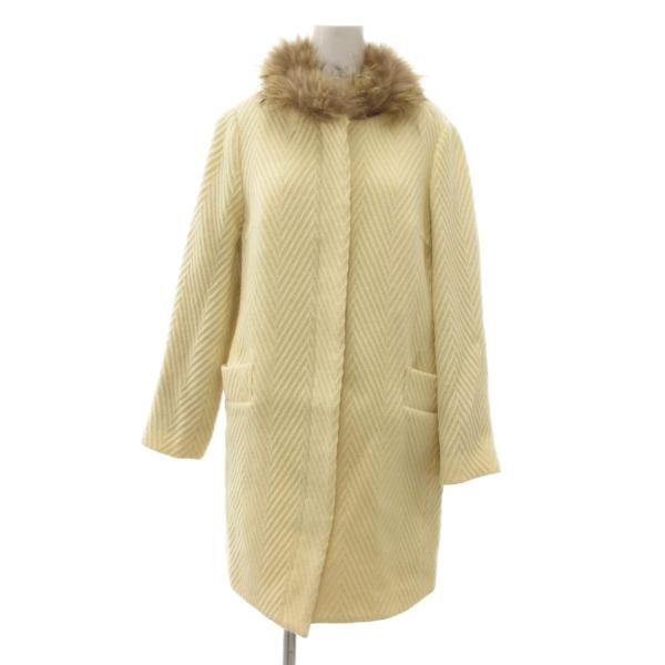 ディーフレーバー Dee Flavor コート 比翼 リアルファーヘリンボーン柄 38 アイボリー ...