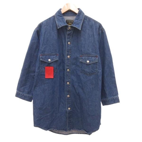 The Senio デニムシャツ ジャケット 七分袖 オーバーサイズ S インディゴブルー /JS ...