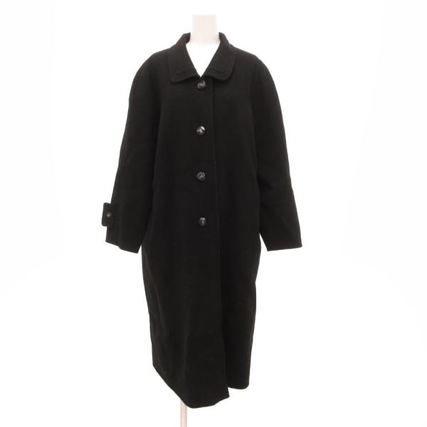 AMIPOSON ステンカラーコート カシミヤ メルトン ロング F 黒 ブラック /JS ■GY5...