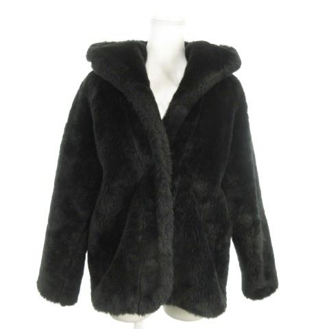 マーキュリーデュオ MERCURYDUO ショートコート F 黒 ブラック フェイクファー フード付...