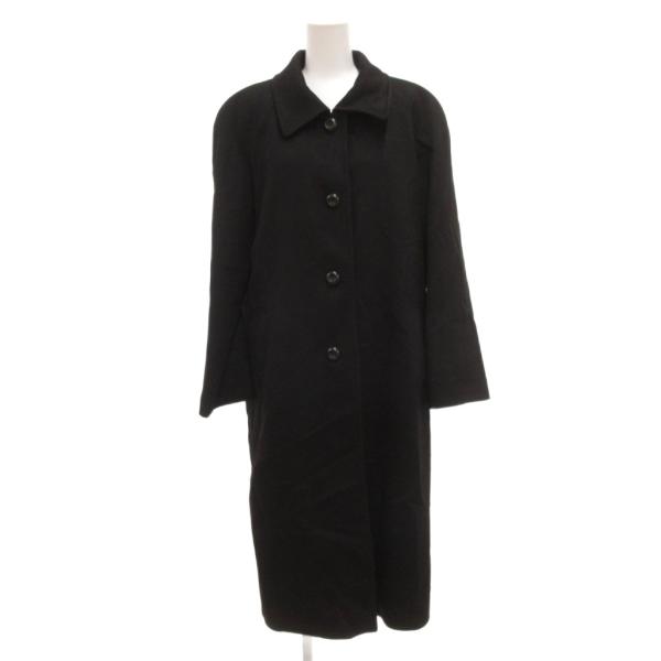 ノーブランド ステンカラーコート ロング メルトン 9 黒 ブラック /JS ■GY58 レディース
