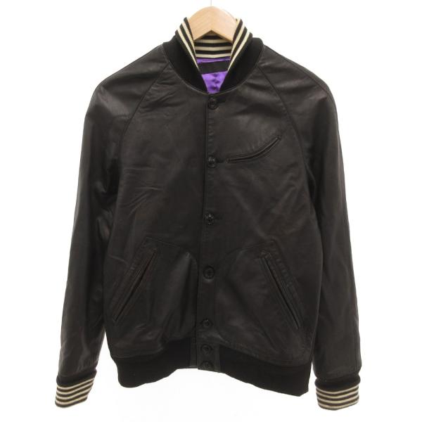 WHITER LOT. レザージャケット ブルゾン 革ジャン 羊革 ジップアップ 46 黒 ブラック...