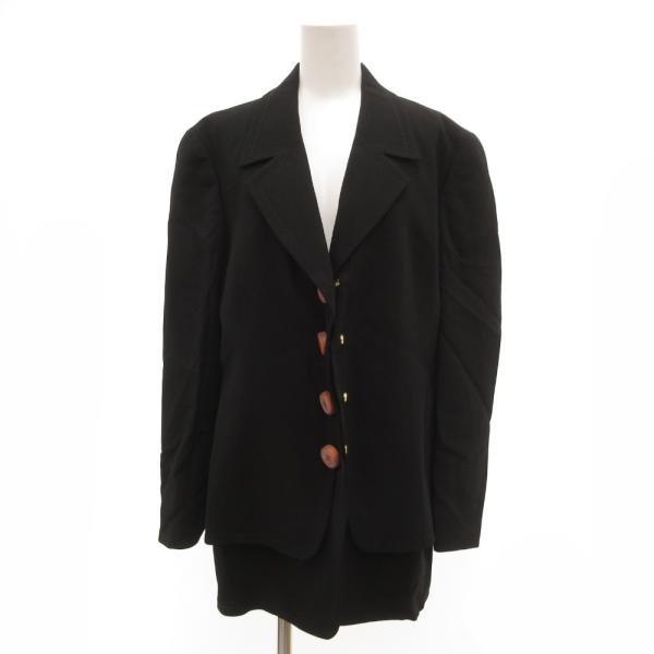 ジャンフランコフェレ GIANFRANCO FERRE テーラードジャケット ボタン装飾 総裏地 黒...