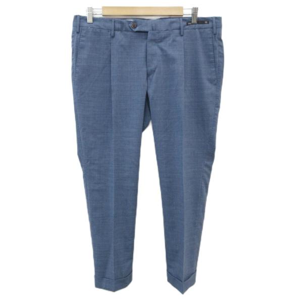 ピーティーゼロウーノ PT01 スラックスパンツ 50 L 青 ブルー 無地 ロールアップ アンクル...