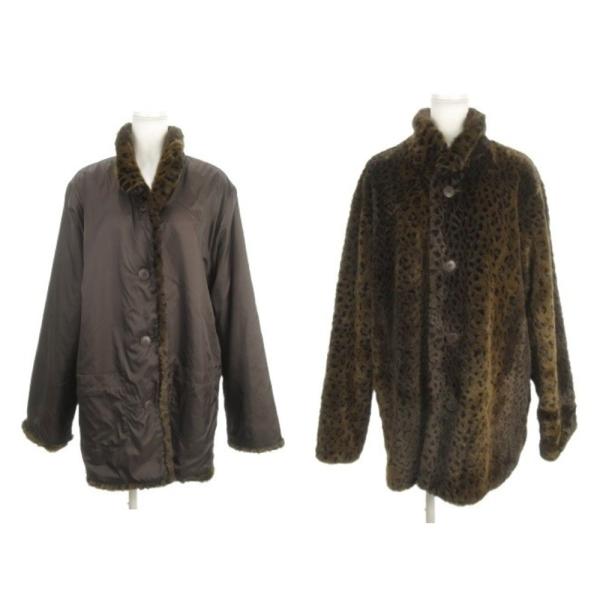 クリッツィア KRIZIA B. by KRIZIA リバーシブル コート L 黒 ブラック 茶 ブ...