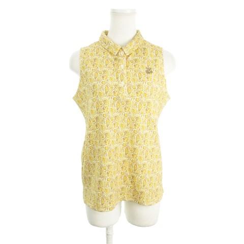 ゾーイ ZOY ポロシャツ リバティ生地 40 黄 イエロー ペイズリー柄 総柄 ポロカラー ノース...