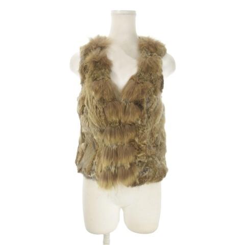 トプカピ TOPKAPI J.TOPKAPI ファーベスト 茶 ブラウン Vネック ラビットファー ...