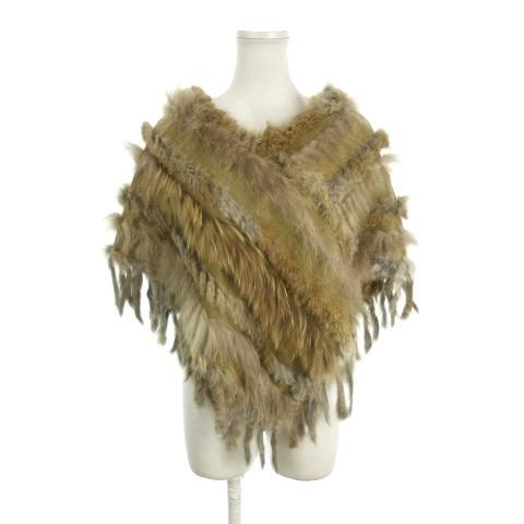 ボナジョルナータ BUONA GIORNATA ポンチョ ニット フリンジ ラクーンファー ラビット...