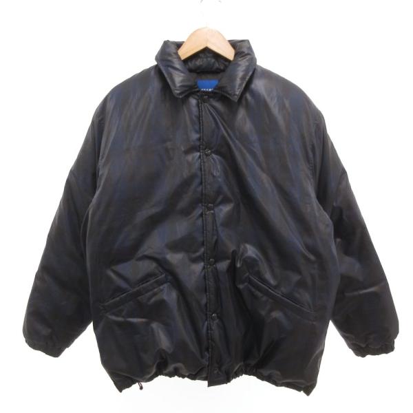 ビームス BEAMS ダウンジャケット ブルゾン M チェック柄 ジップアップ 紺 ネイビー 黒 ブ...