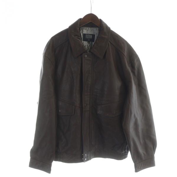Freedom レザージャケット 長袖 総裏地 大きいサイズ 羊革 4L 茶 ブラウン ■GY58 ...