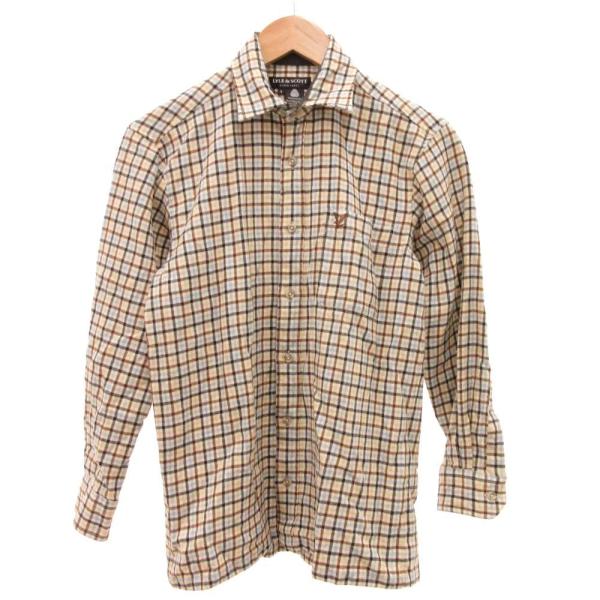 ライル&amp;スコット LYLE&amp;SCOTT ネルシャツ 長袖 チェック S ベージュ /JS ■GY60...
