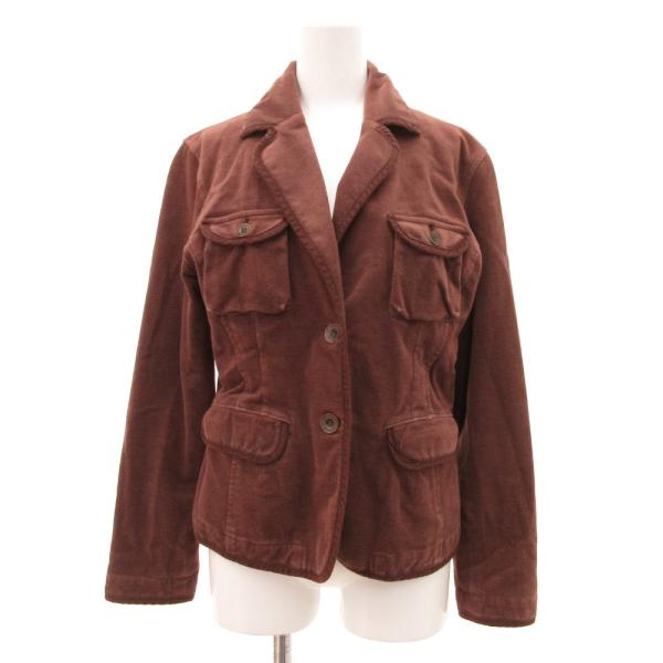 ECOX ジャケット 胸ポケット ベロア L 茶 ブラウン /JS ■GY60 レディース