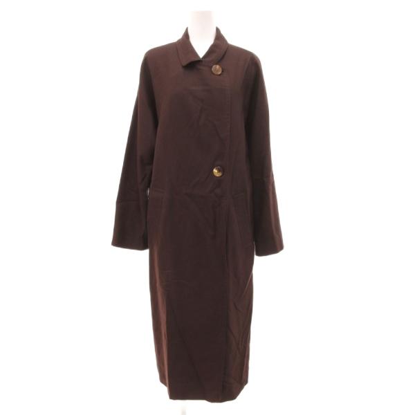 ラピスラズリ LAPISLAZULI スタンカラーコート ウール ロング 9 茶 ブラウン /JS ...