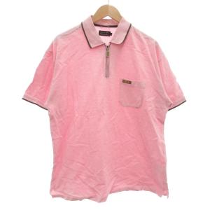 up to you カンサイヤマモト KANSAI YAMAMOTO ハーフジップポロシャツ 半袖 鹿の子 3L ピンク /GV ■GY60 メンズ