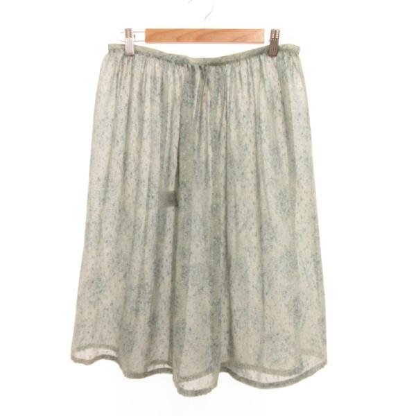 シップス SHIPS ギャザースカート ひざ丈 シアー M 緑 グリーン /JS ■GY60 レディ...