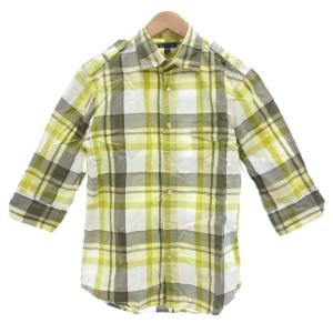 ギャップ GAP シャツ S 黄 イエロー チェック柄 七分袖 レギュラーカラー /NL ■GY60 メンズ