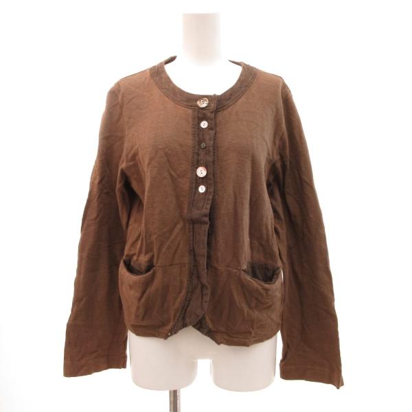 PAS A PAS カーディガン シェルボタン バンドカラー 茶 ブラウン /JS ■GY58 レデ...