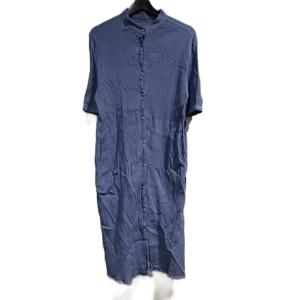 クロコダイル CROCODILE シャツワンピース ロング 無地 M 青 ブルー ■GY58 レディース