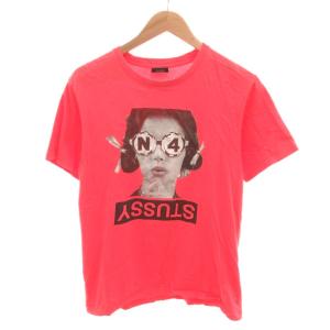 ステューシー STUSSY Tシャツ カットソー M ピンク 半袖 グラフィックプリント ラウンドネック /HW ■GY58 メンズ