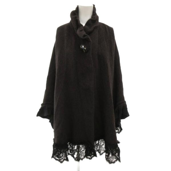 SHIZUKA KOMURO ケープ マント ツイード アンゴラ ウール 40 茶 ブラウン /JS...