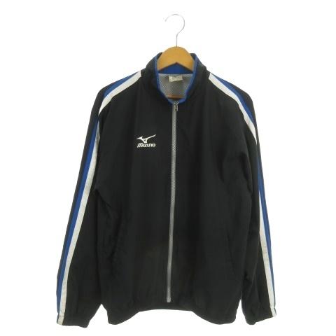 ミズノ MIZUNO スポーツウエア ウインドブレーカー M 黒 ブラック 青 ブルー スタンドカラ...