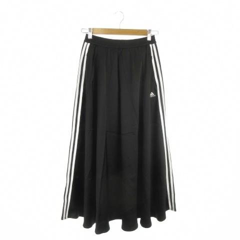 アディダス adidas スカート S 黒 ブラック 無地 スリーストライプス ロング丈 /AO35...