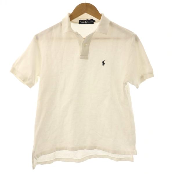 ラルフローレン RALPH LAUREN ポロシャツ M 白 ホワイト ポロカラー ロゴ刺繍 半袖 ...