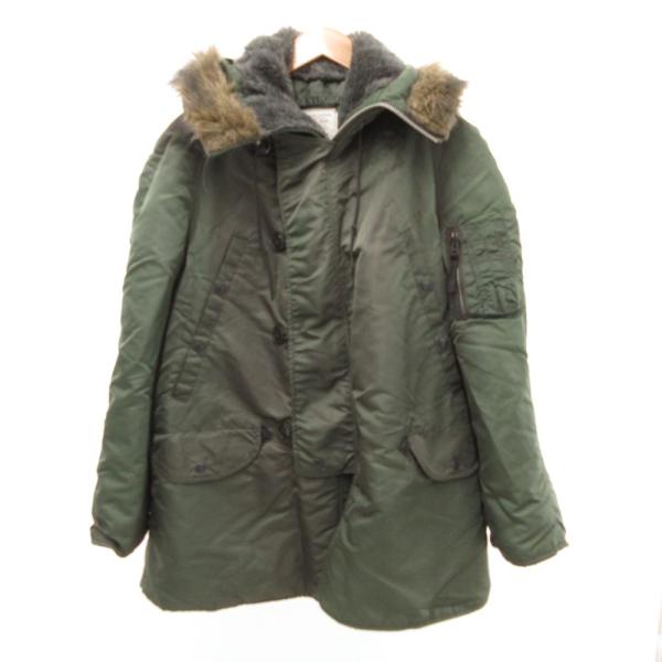 アルファ ALPHA USA製 N-3B フライトジャケット ミリタリー フード 中綿 M カーキ ...