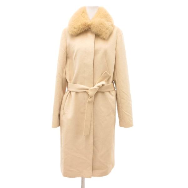 ロリッティ LORITTI ロングコート リアルファー アンゴラ メルトン 11 ベージュ /JS ...