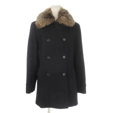 23区 オンワード樫山 Pコート ピーコート ミドル丈 ファー付き 46 紺 ネイビー /CK8 ■...