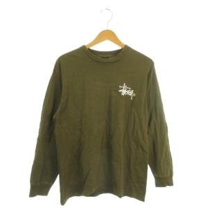 ステューシー STUSSY Tシャツ M 緑 グリーン カーキ ラウンドネック ロゴプリント 長袖 /AO10 ■GY61 メンズ