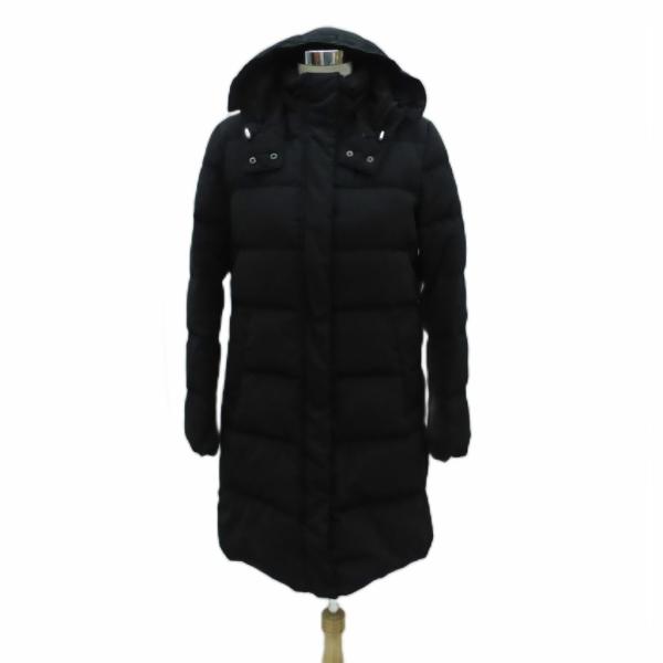 ユニクロ UNIQLO ダウンコート ロング丈 L 黒 ブラック フード付き /HO46 ■GY61...