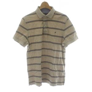 トミーヒルフィガー TOMMY HILFIGER ポロシャツ コットン ベージュ ストライプ柄 襟付き 半袖 /PP ■GY61 メンズ