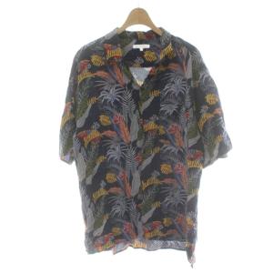 グローバルワーク GLOBAL WORK シャツ M ネイビー 紺色 ボタニカル柄 開襟 半袖 /PP ■GY61 メンズ