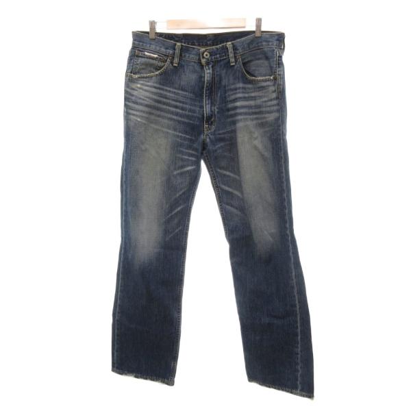 リーバイス Levi's デニムパンツ ジーンズ 34 青 ブルー ウォッシュ加工 ストレートシルエ...